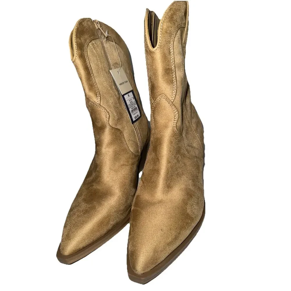 Womens Cowgirl Boots 8.5 M Western Ankle Boots Tan Pointed Toe Country Chic Boho